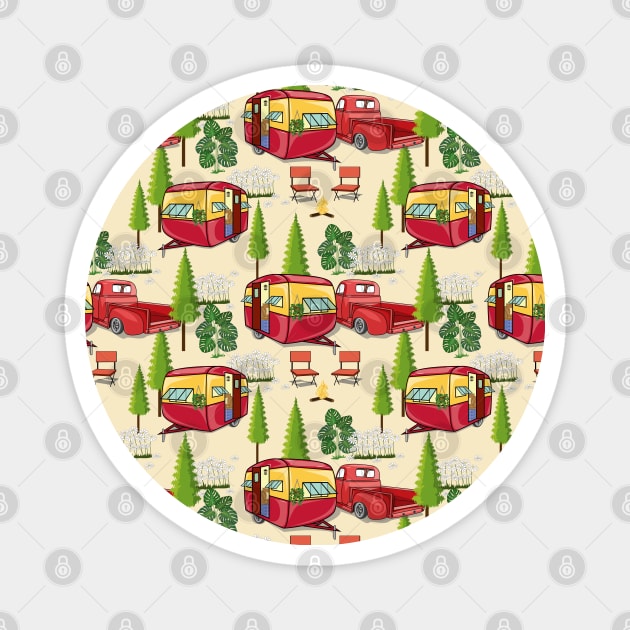 Camper Van - Vintage Truck Magnet by Designoholic